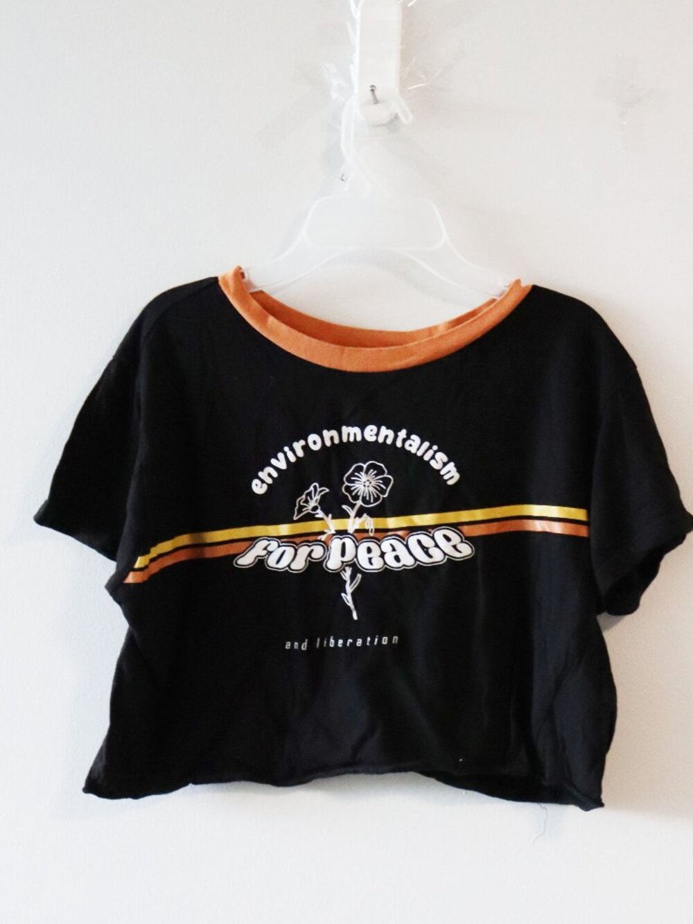 Inside Original Black Environmentalism For Peace Cropped T-Shirt